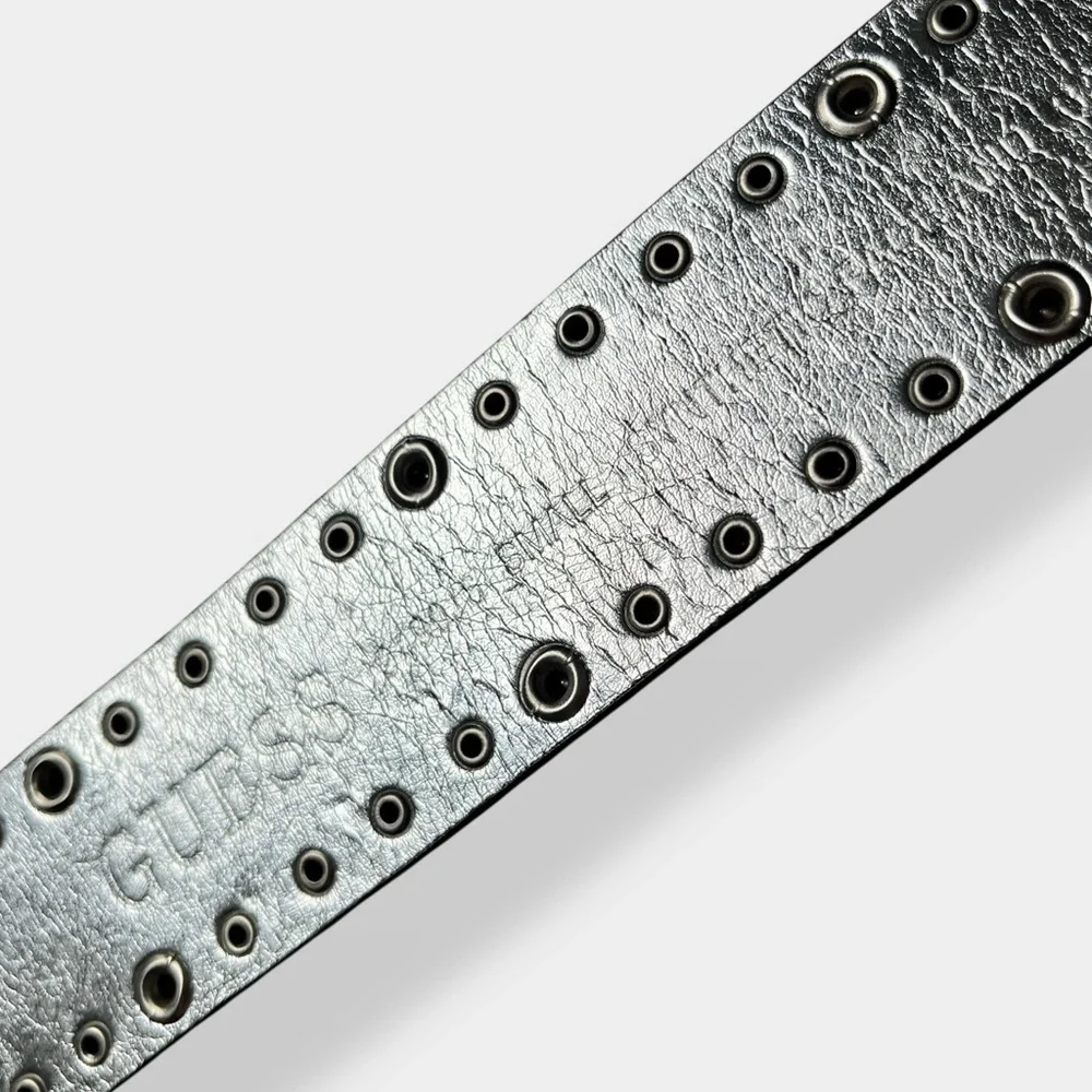Guess Y2K Croc Embossed Faux Leather Rhinestone Belt Small